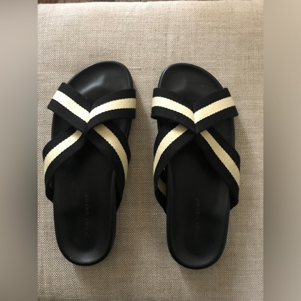 EUC Jenni Kayne Black Stripe Crossover Sandal US 10 IT 40 (Retail $475 CAD)